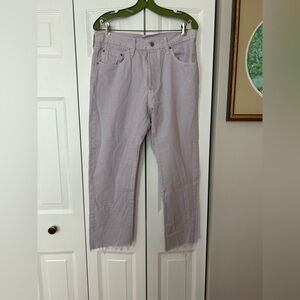 Levi's White Label Men's Lavender (Light Purple) 501 Cotton Jeans W/ Raw Hem